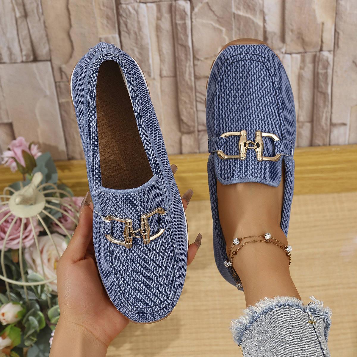 Mesh Round Toe Slip-Ons