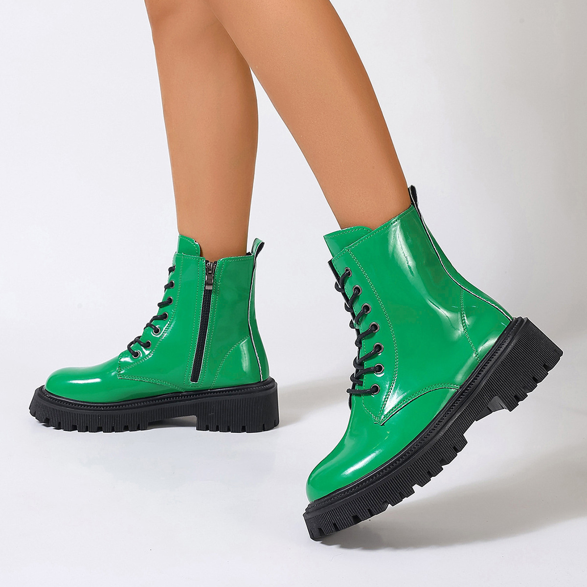 Lace-Up Platform Combat Boots