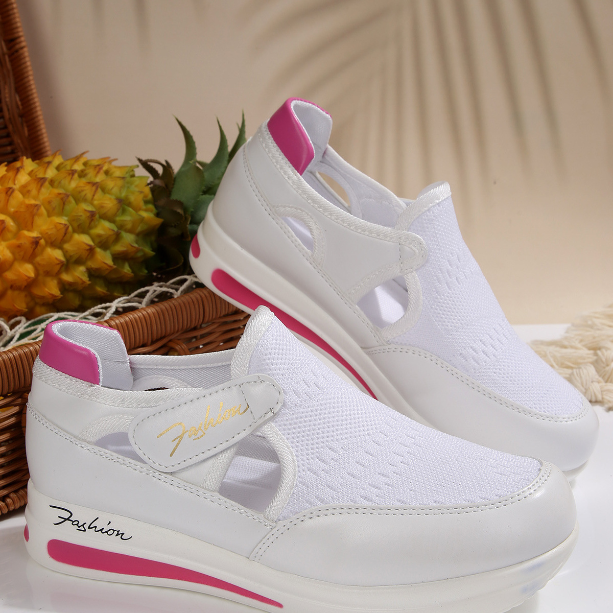 Breathable Mesh Wedge Sneakers