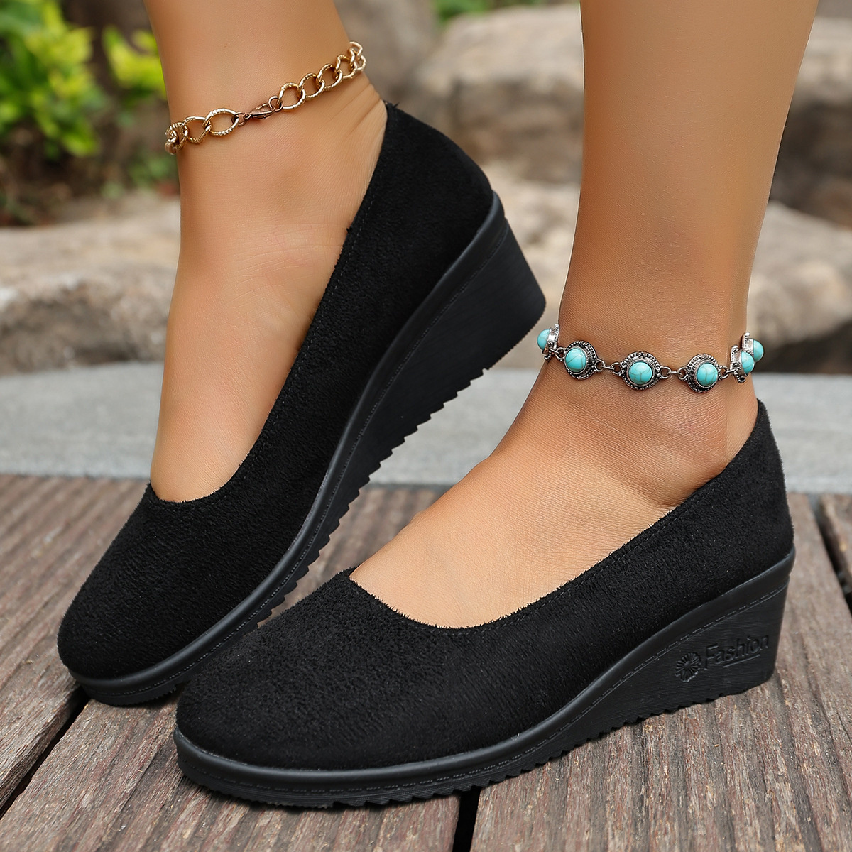 Wedge Heel Slip-On Loafers