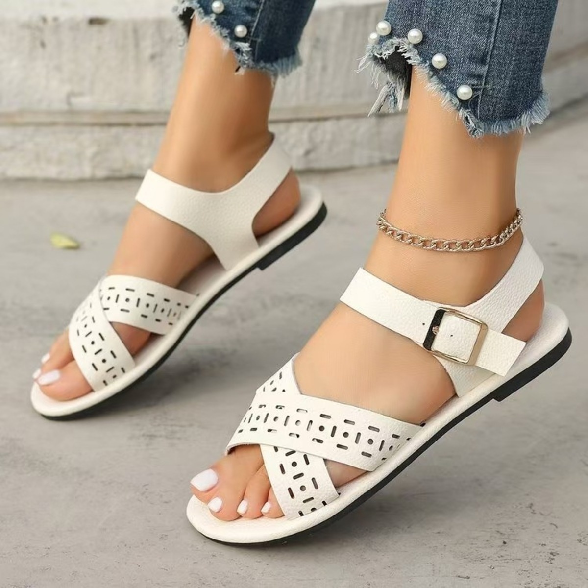 Crisscross Strap Flats Sandals