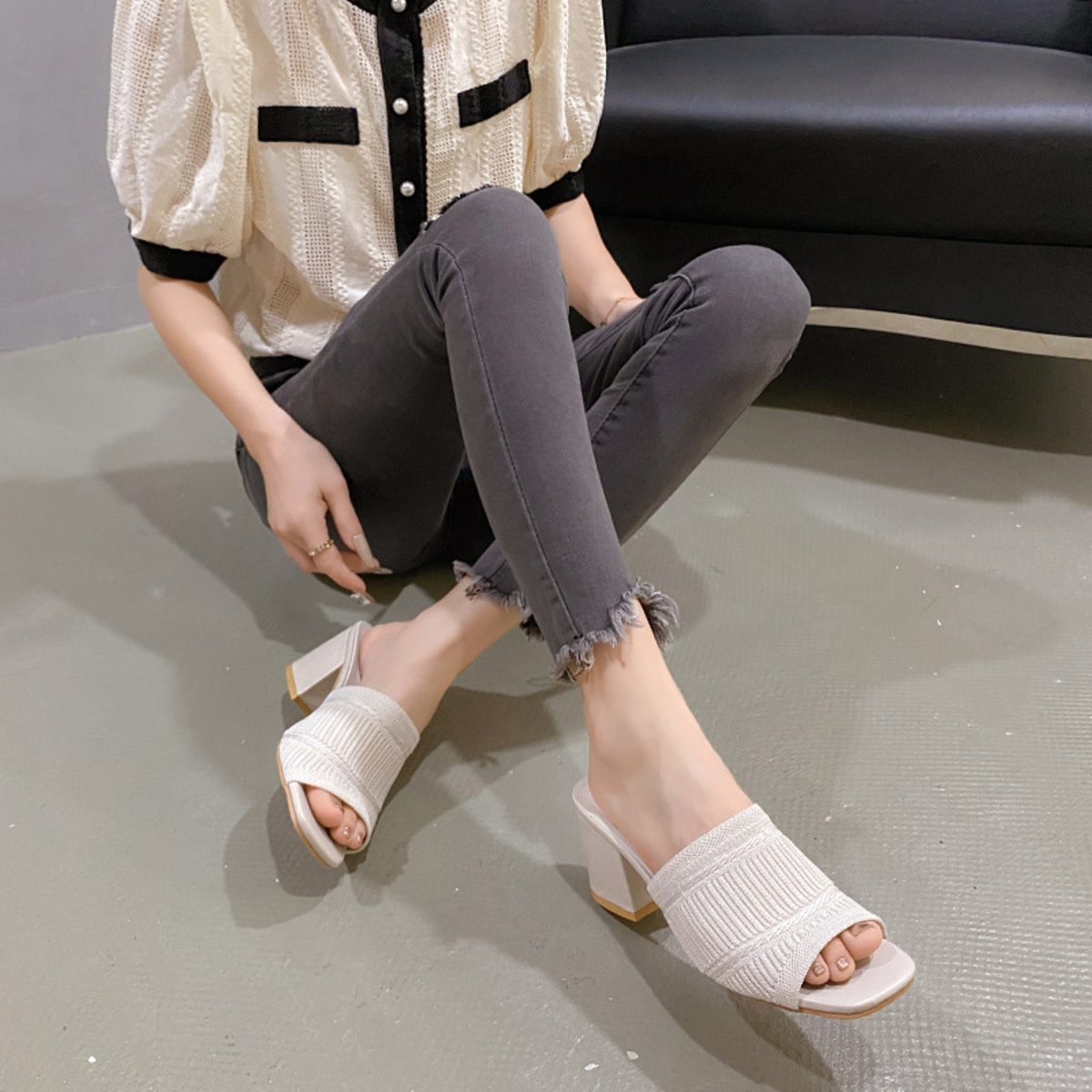 Open Toe Block Heels Sandals