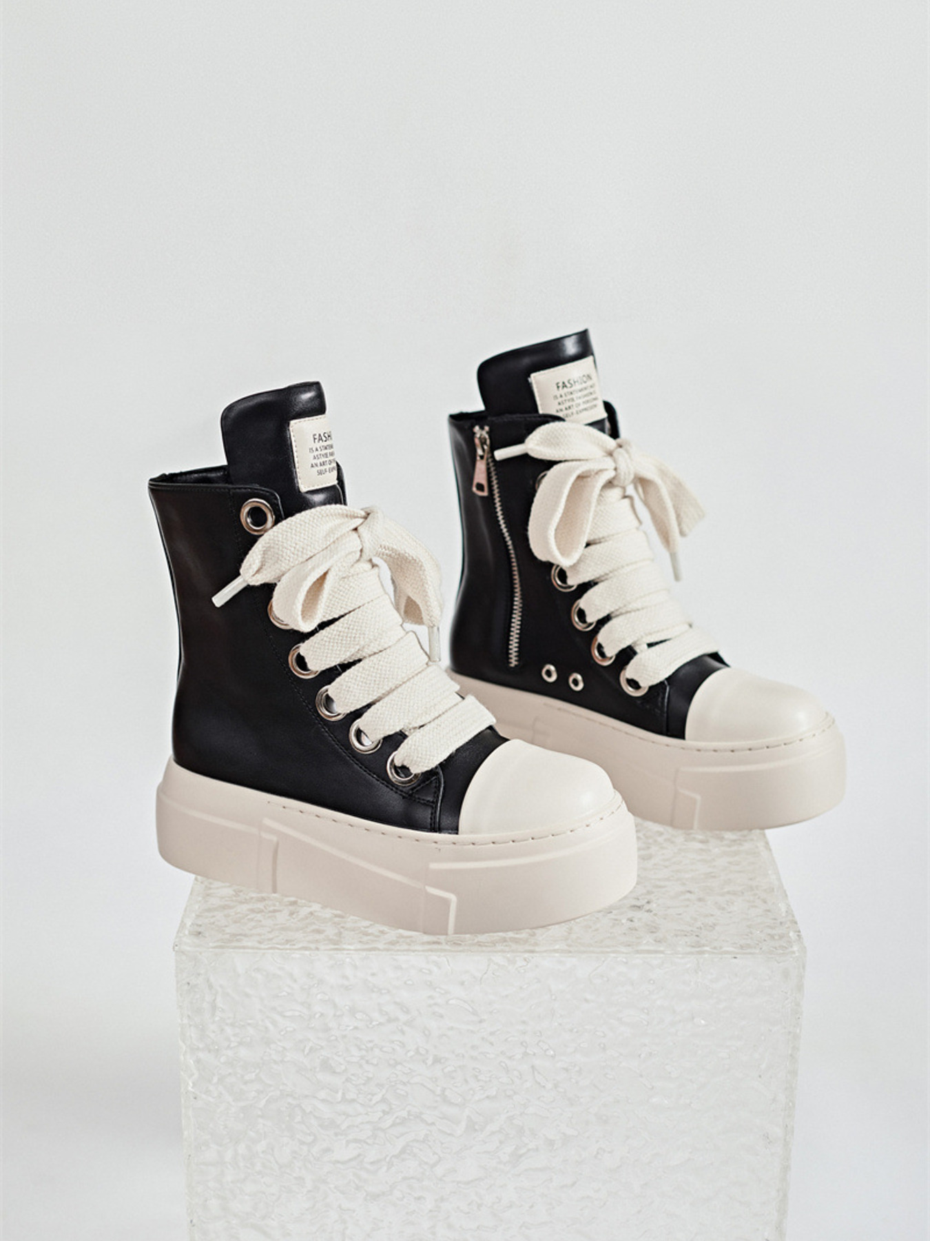 Platform Lace Up Contrast Sneakers