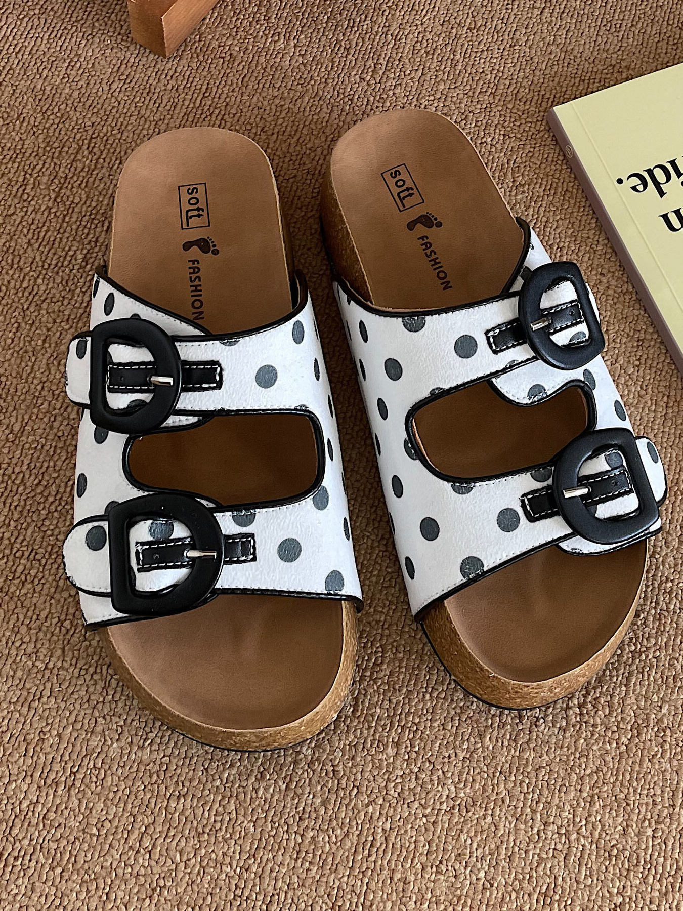 Polka Dot Double Buckle Comfort Sandals
