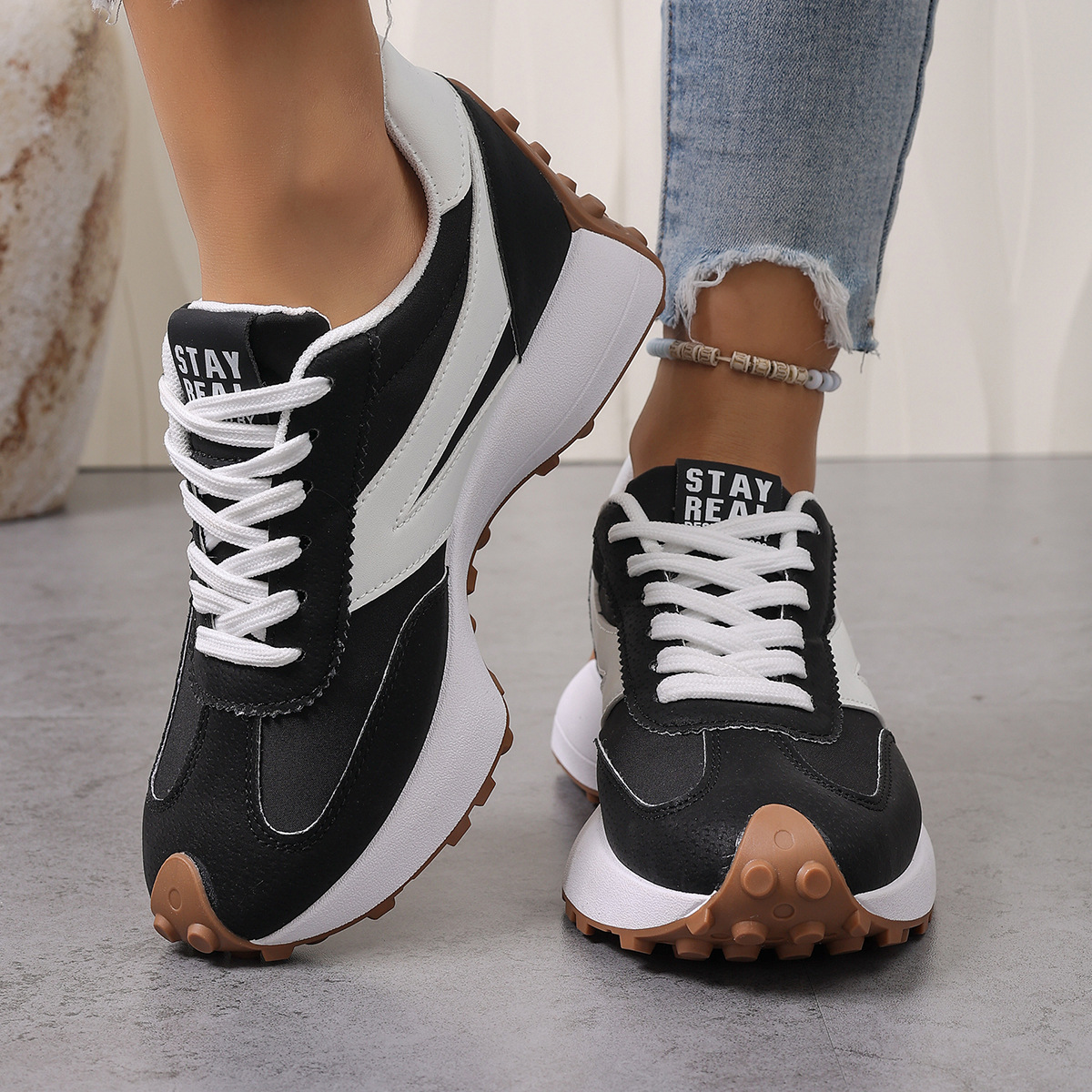 Color‑Blocked Platform Casual Sneakers