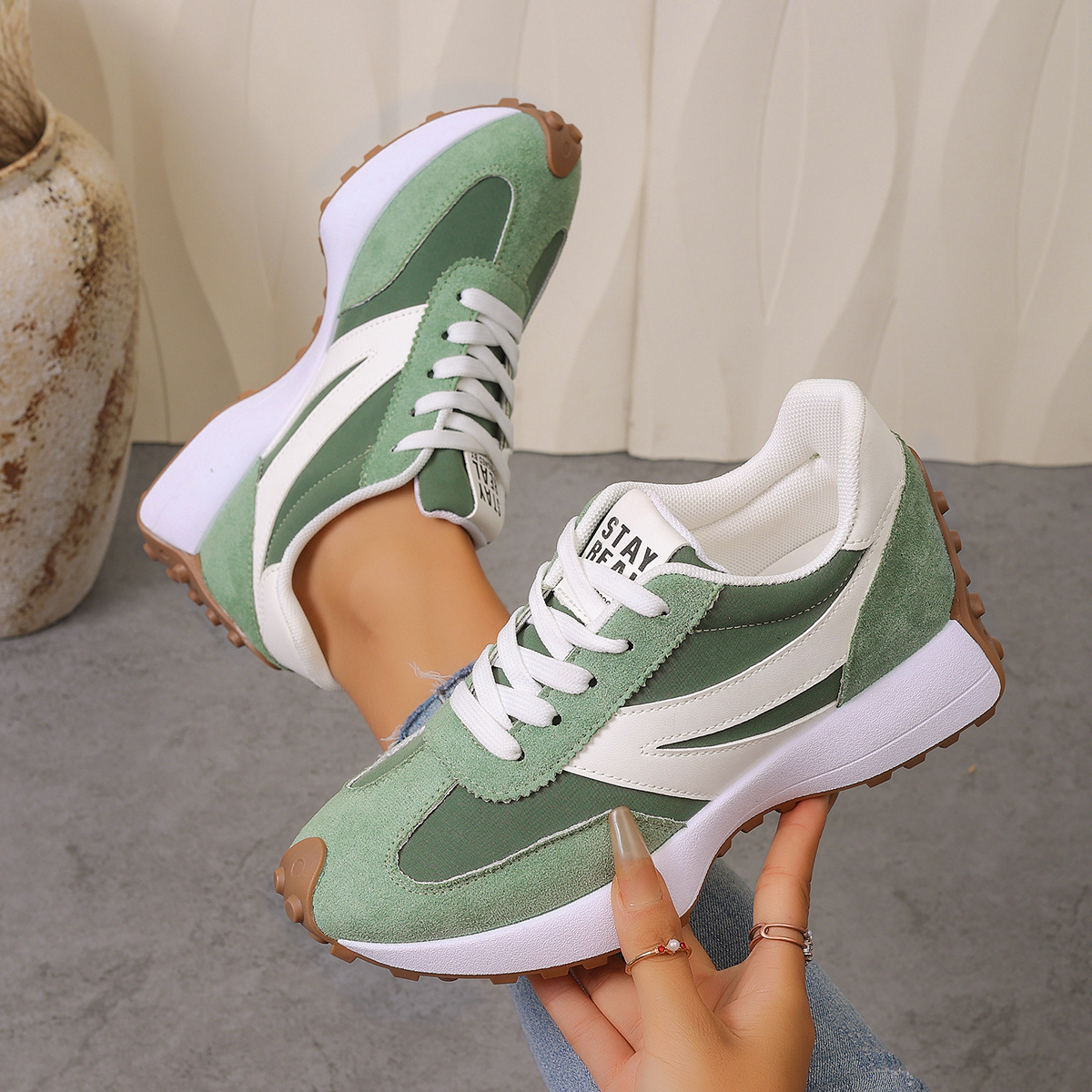 Color‑Blocked Platform Casual Sneakers
