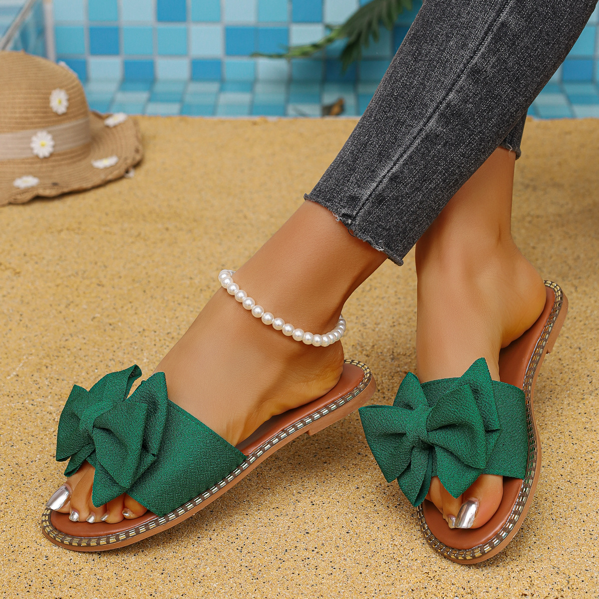 Bowknot Embellished Flat Sandals