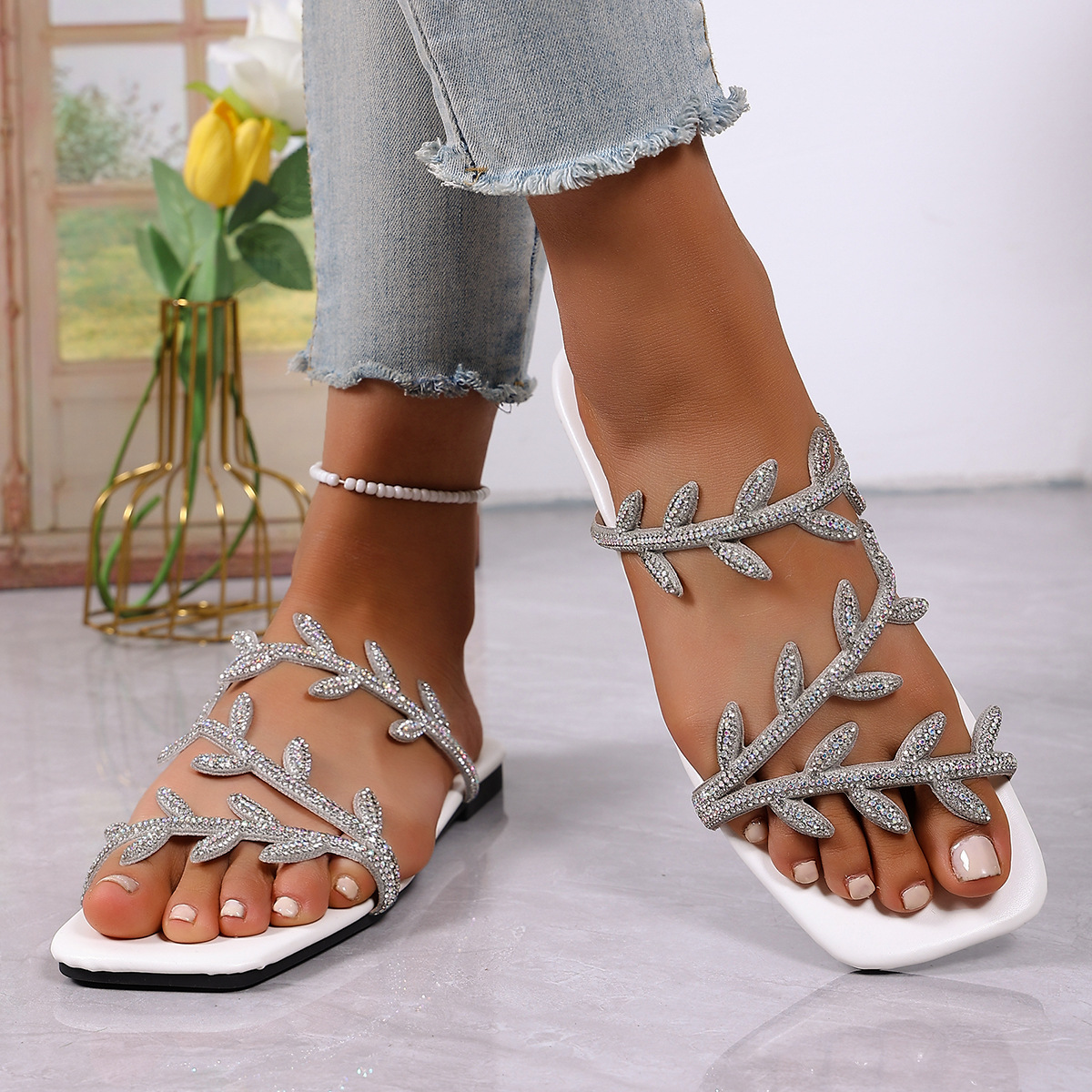 Open Toe Rhinestone Sandals