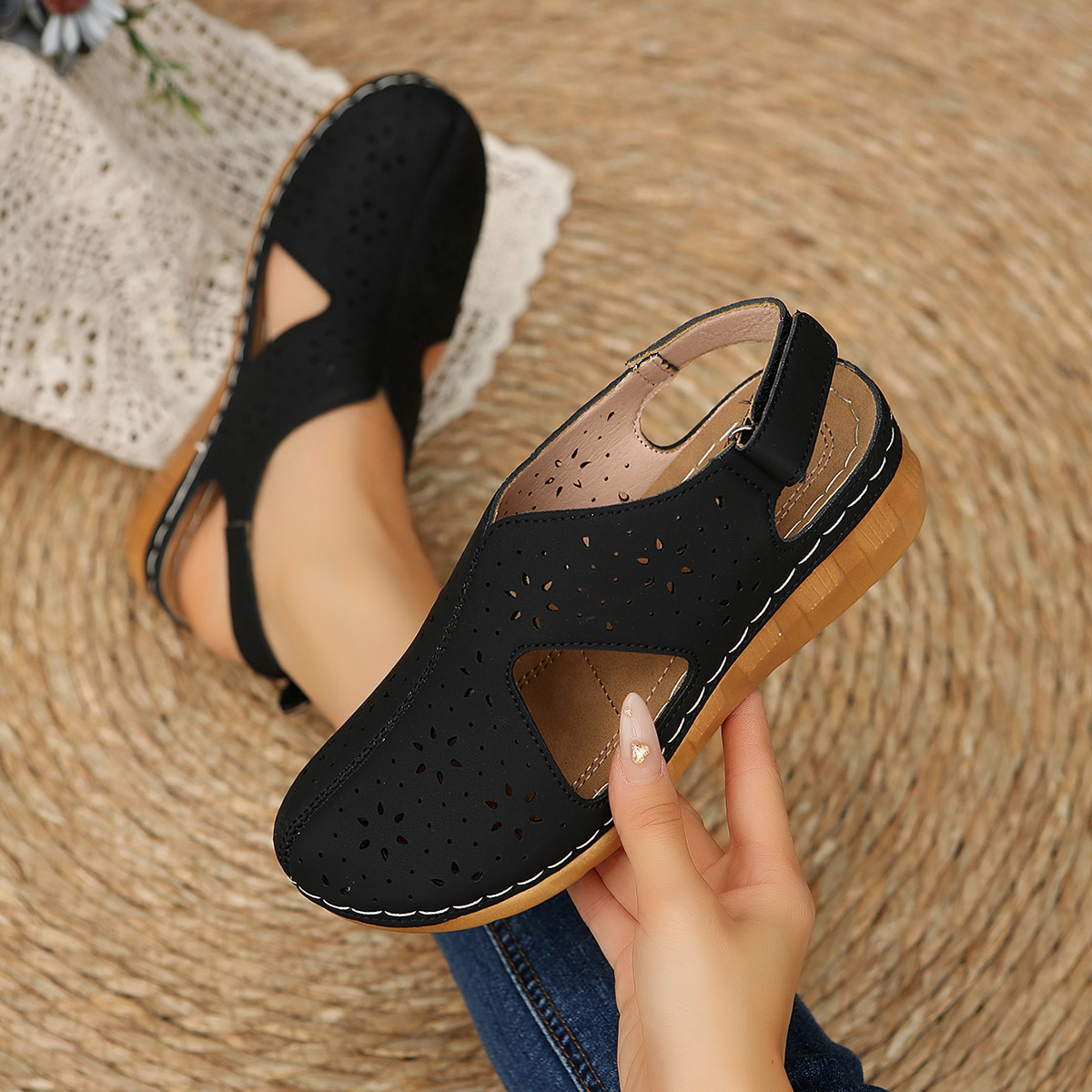 Round Toe Wedge Sandals