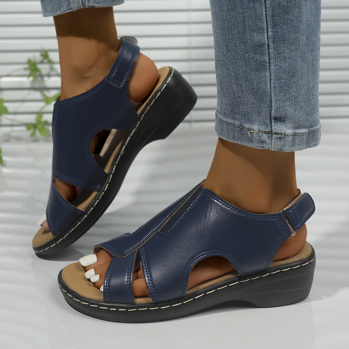 Peep Toe Wedge Sandals