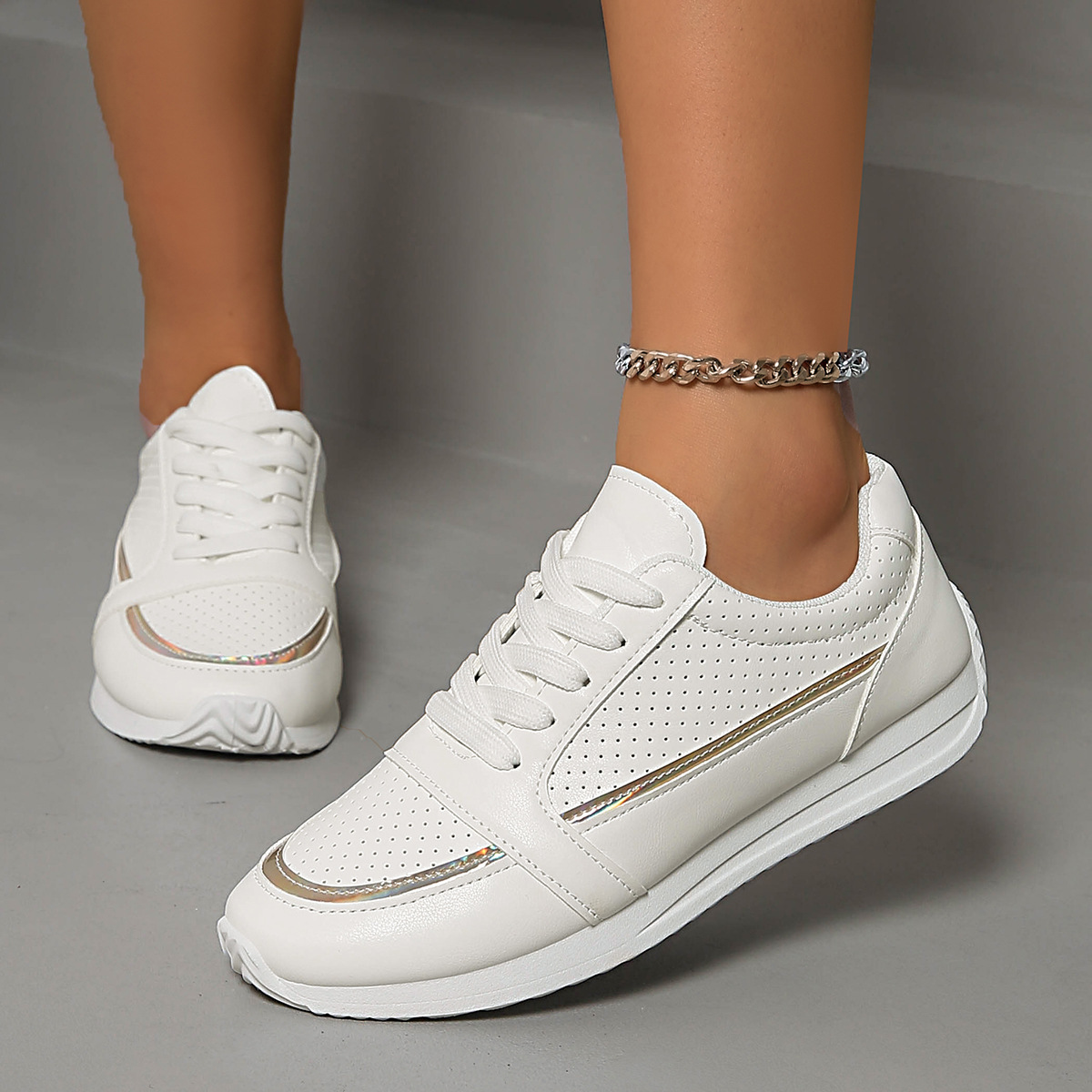 Round Toe Lace Up Sneakers