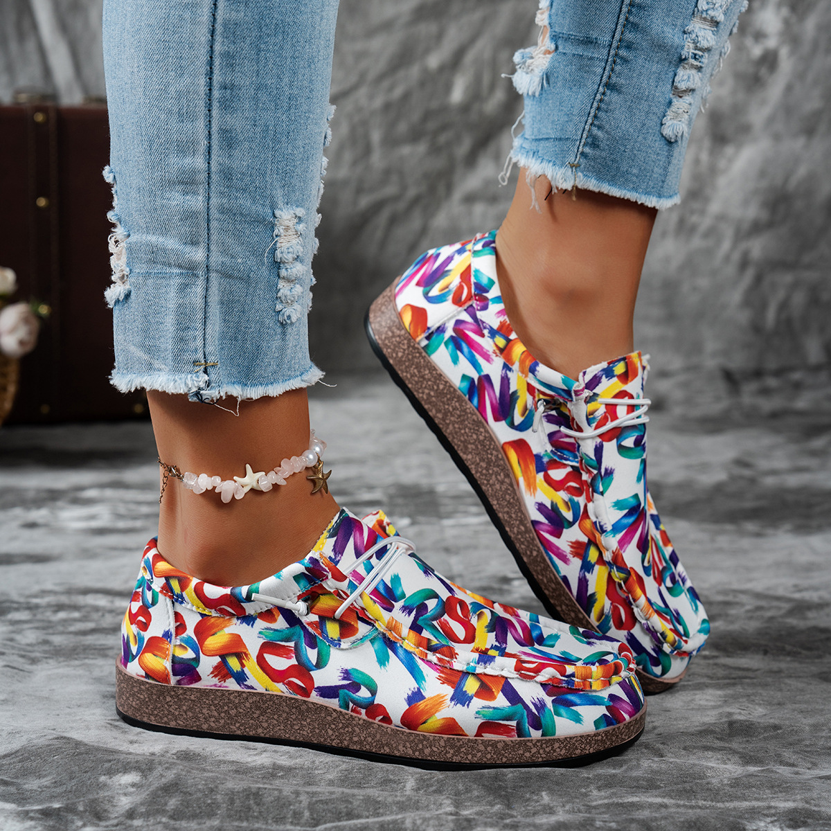 Colorful Printed Casual Loafers