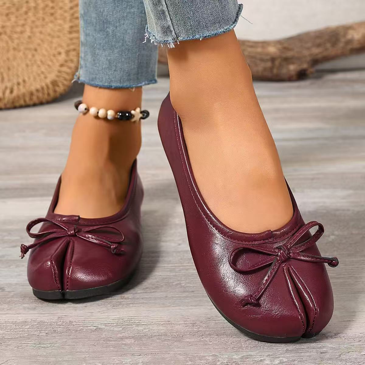 Bow Decor Split Toe Slip-Ons