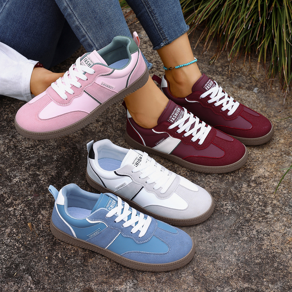Round Toe Lace Up Sneakers
