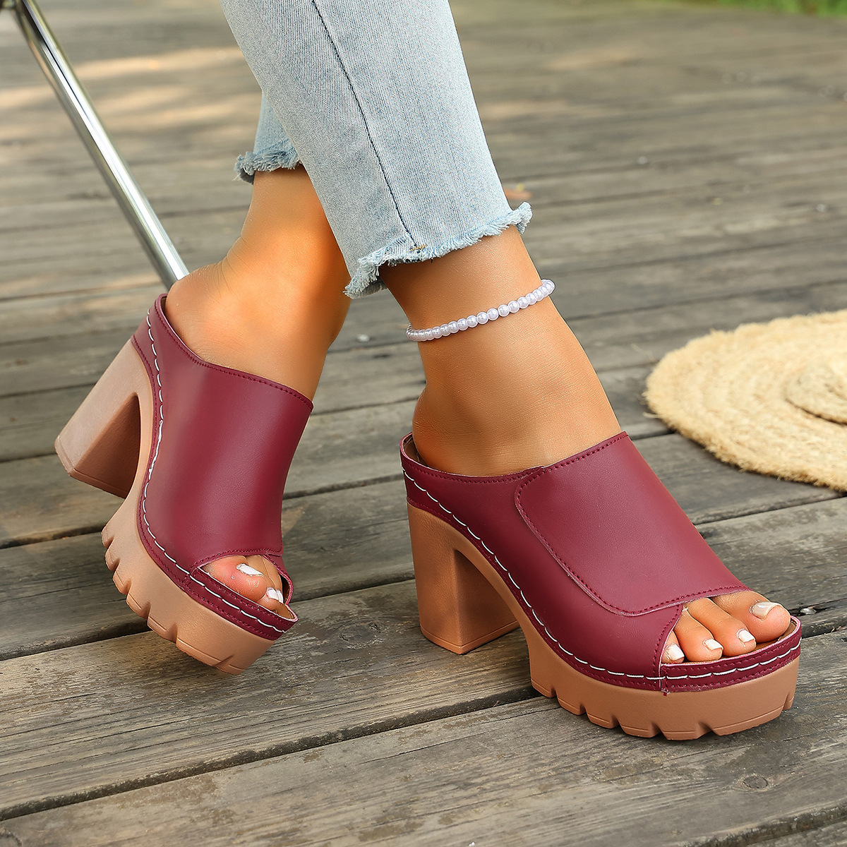 Peep Toe Block Heels Sandals