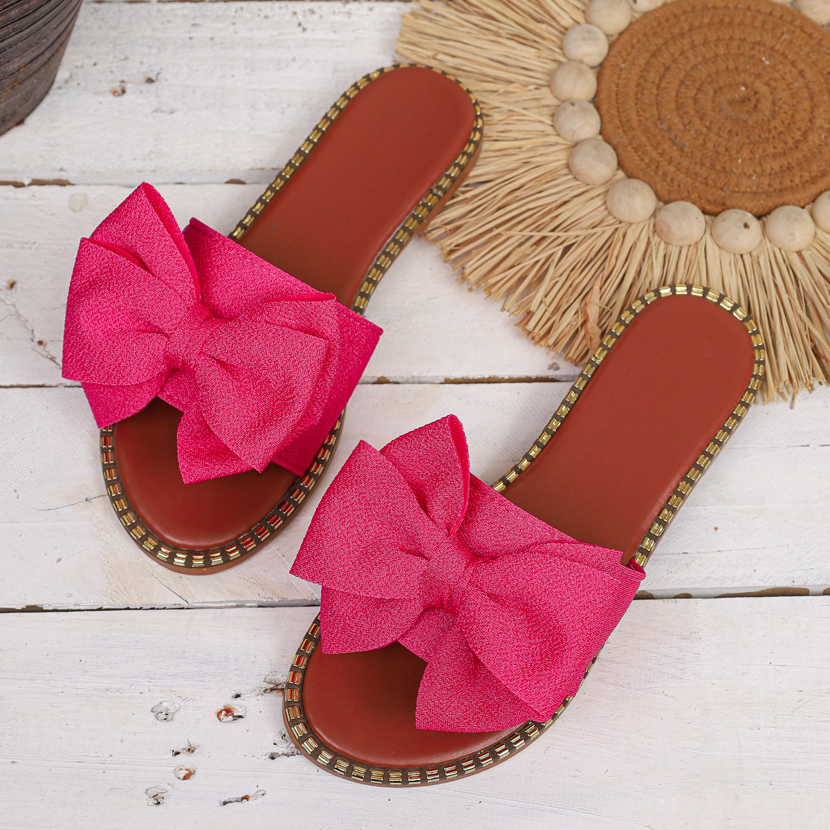 Bowknot Embellished Flat Sandals