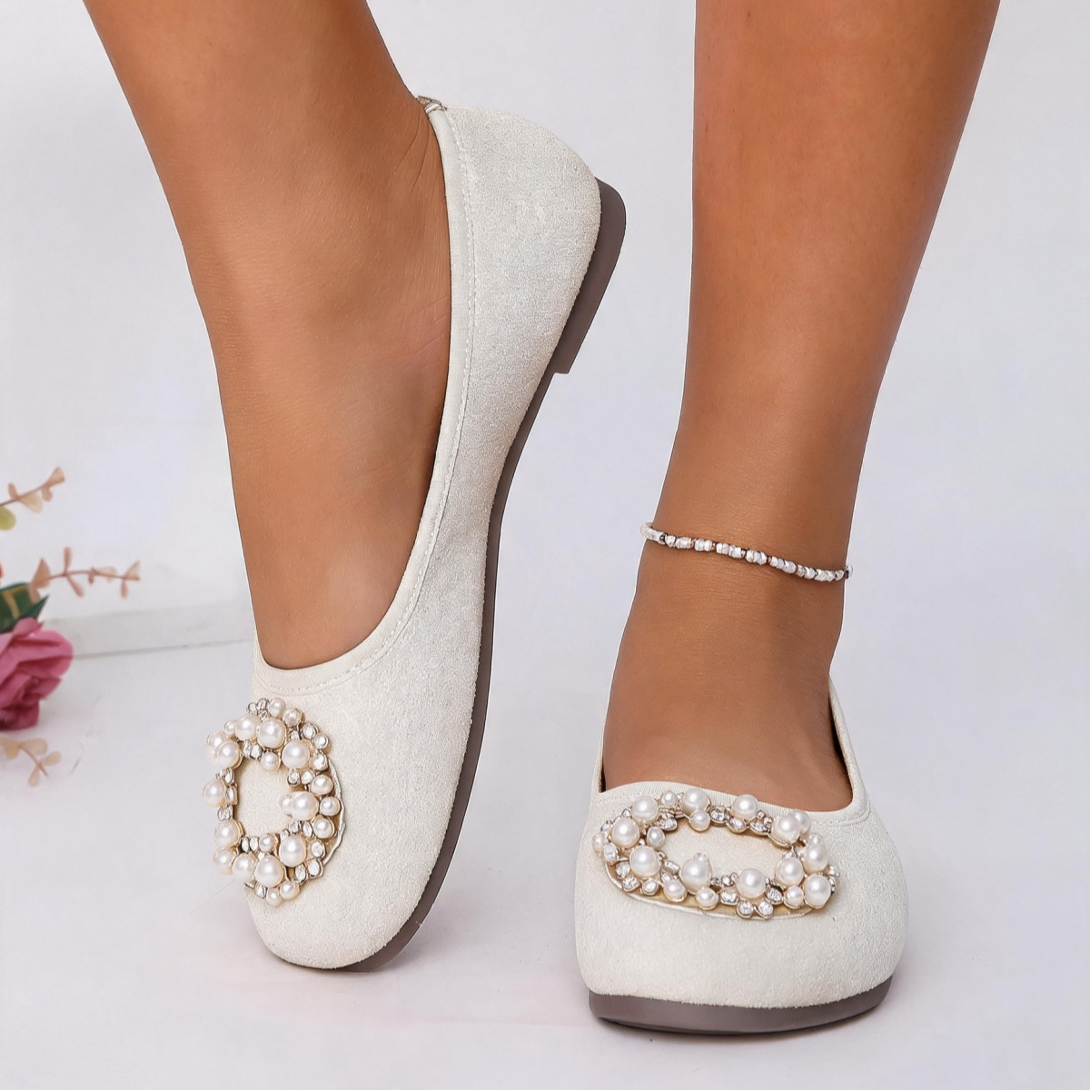 Pearl Embellished Slip-Ons
