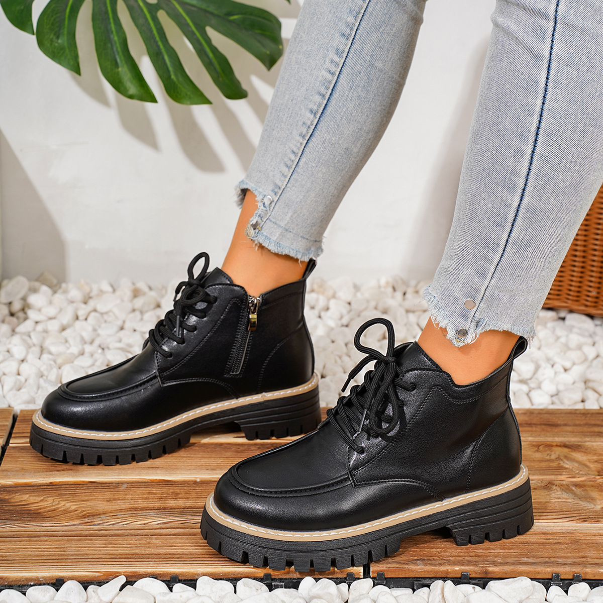 Chunky Lace-Up Combat Boots