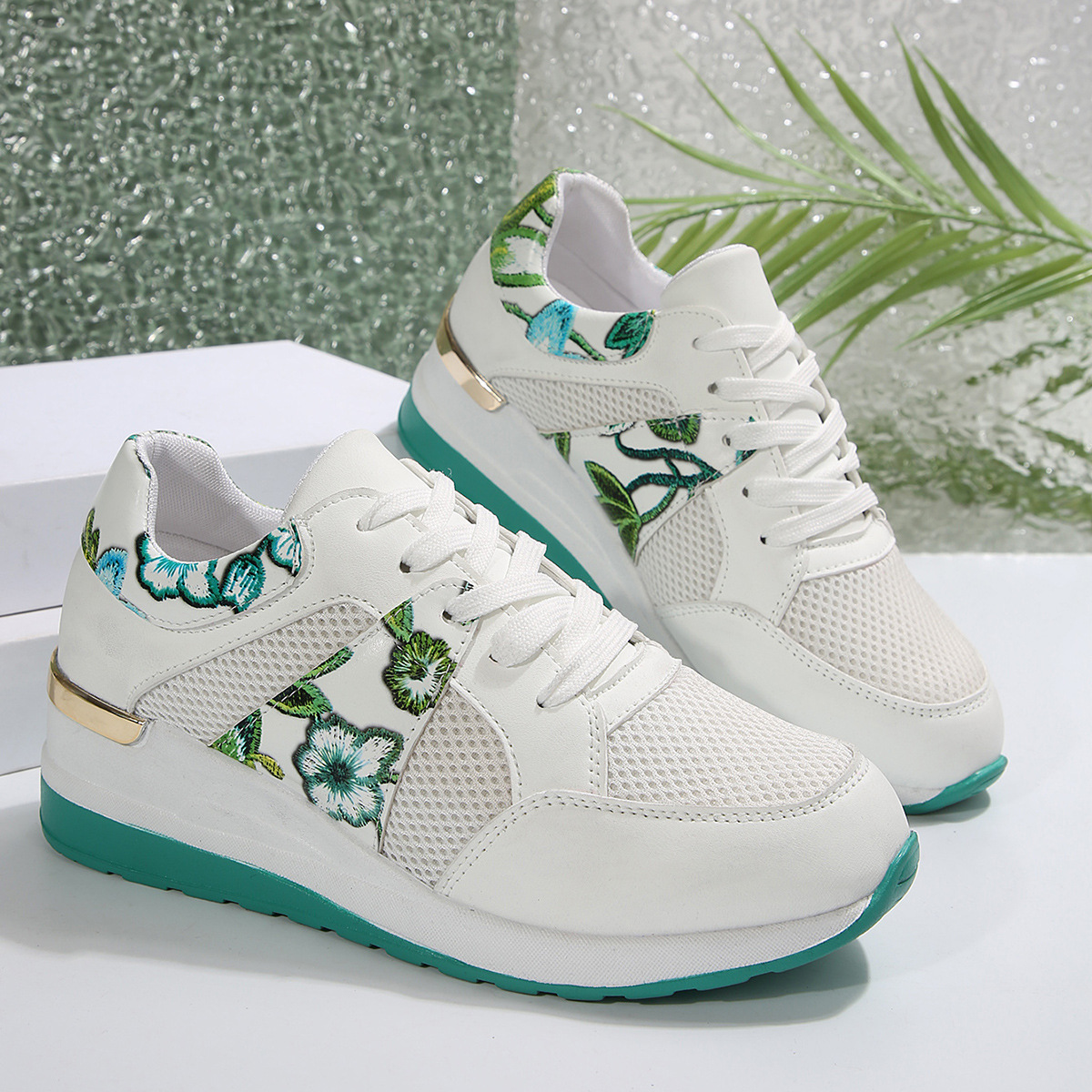 Floral Mesh Wedge Athletic