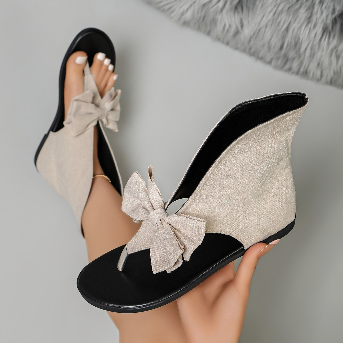 Bow Toe Post Flats Sandals