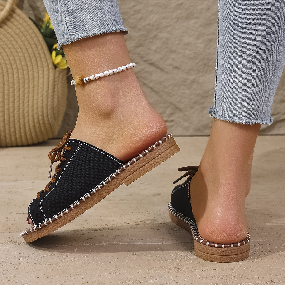 Open Toe Lace Up Sandals