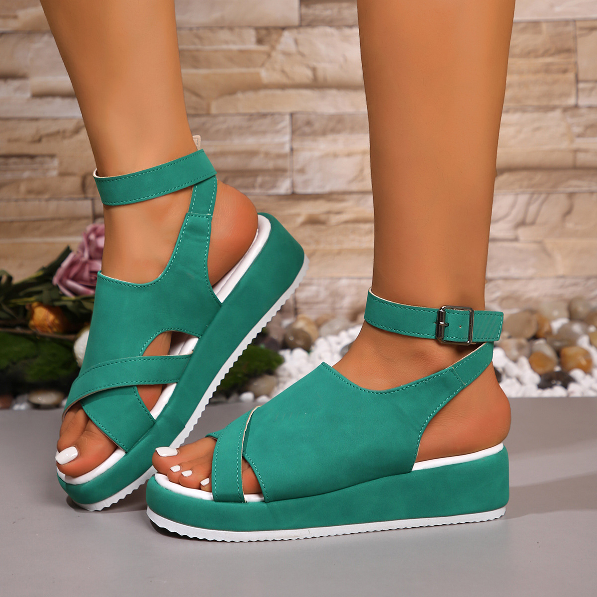 Platform Ankle Strap Comfort Sandals