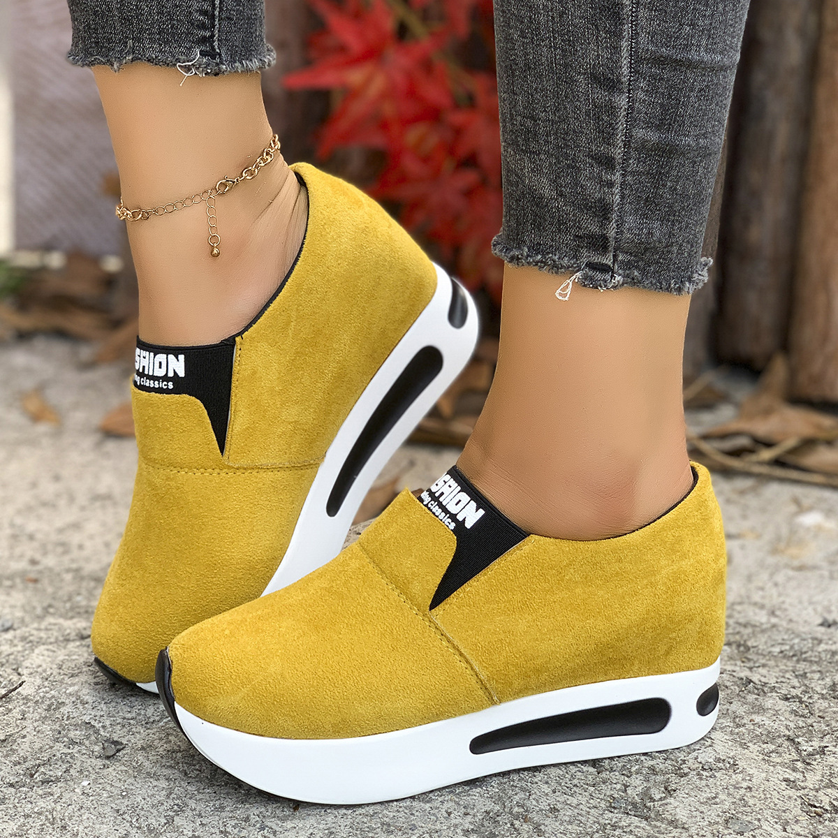 Round Toe Platform Slip-Ons