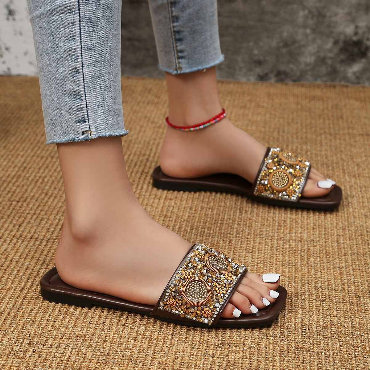 Rhinestone Open Toe Sandals