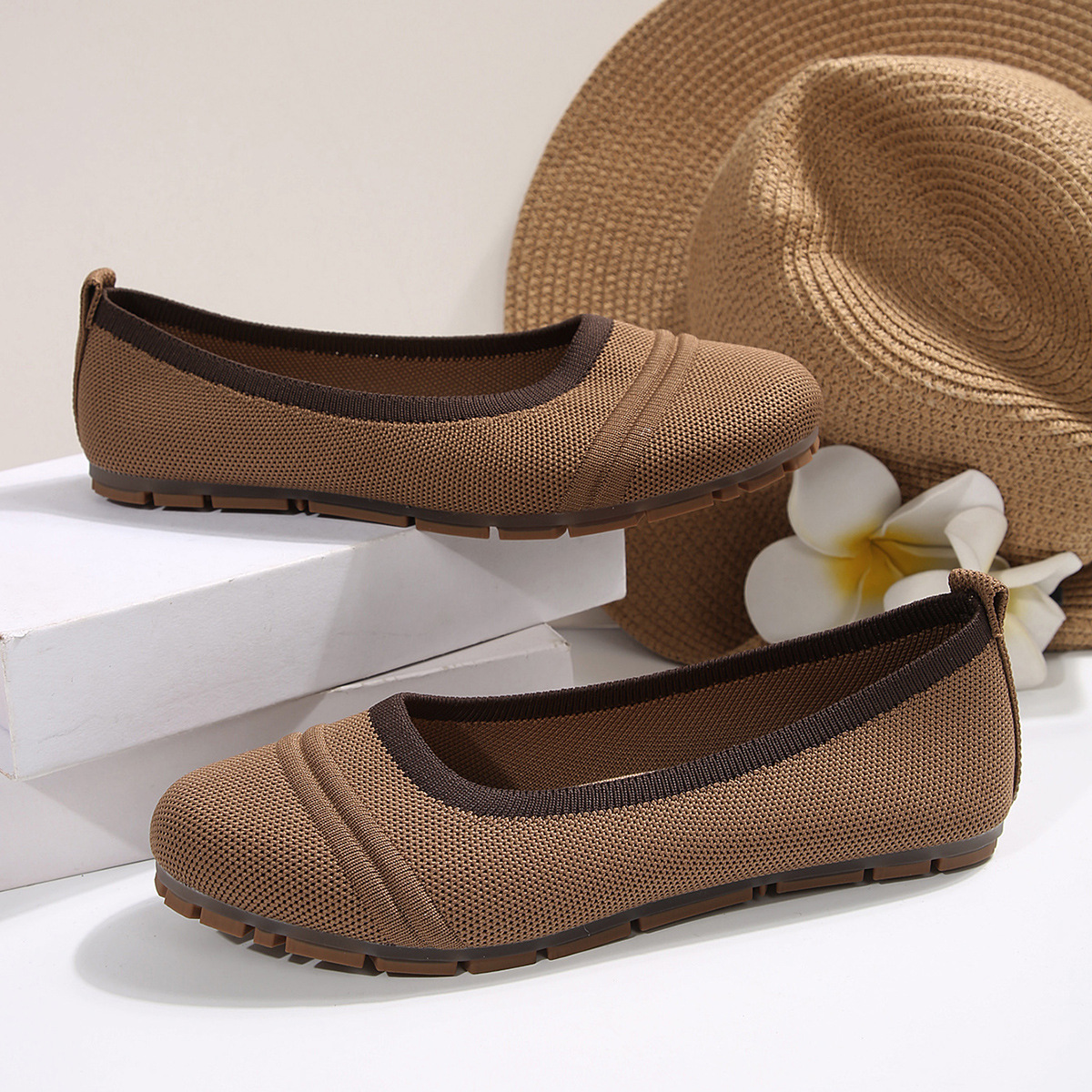 Mesh Round Toe Flat Slip-Ons