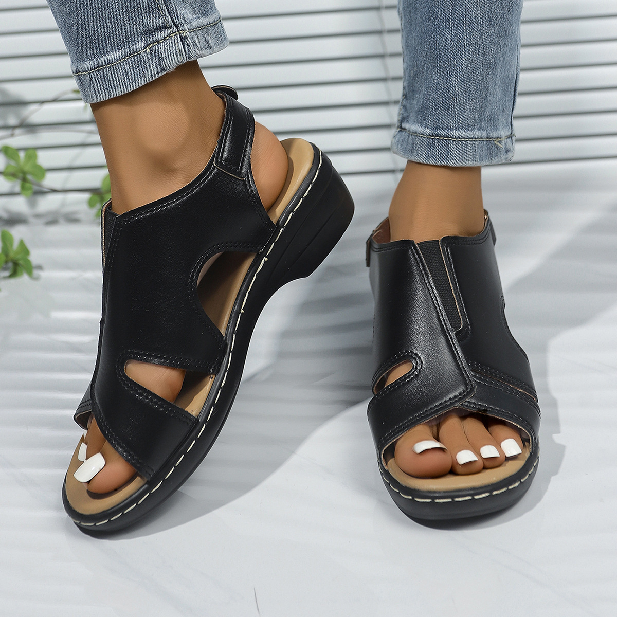 Peep Toe Wedge Sandals
