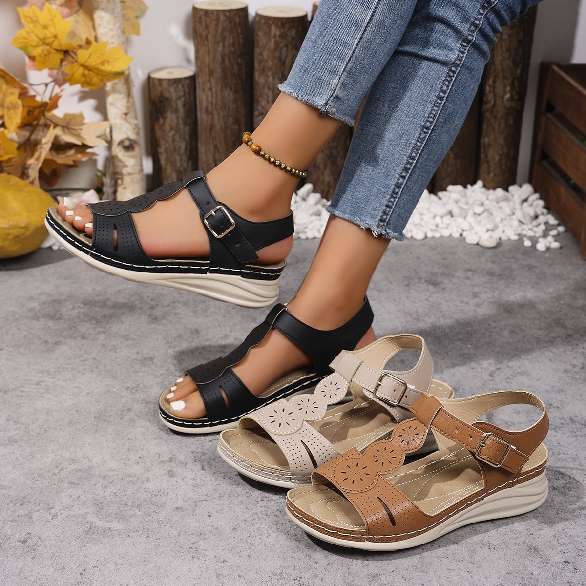 Open Toe Wedge Sandals
