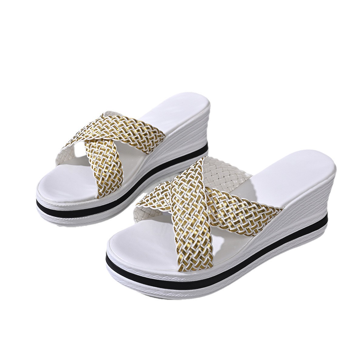 Woven Strap Wedge Sandals
