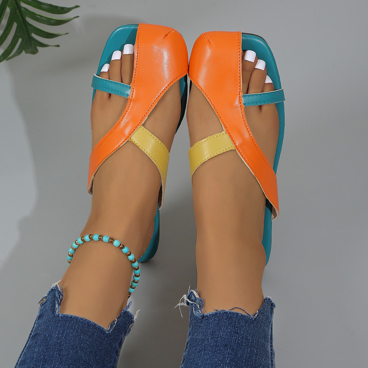 Color Block Strappy Sandals