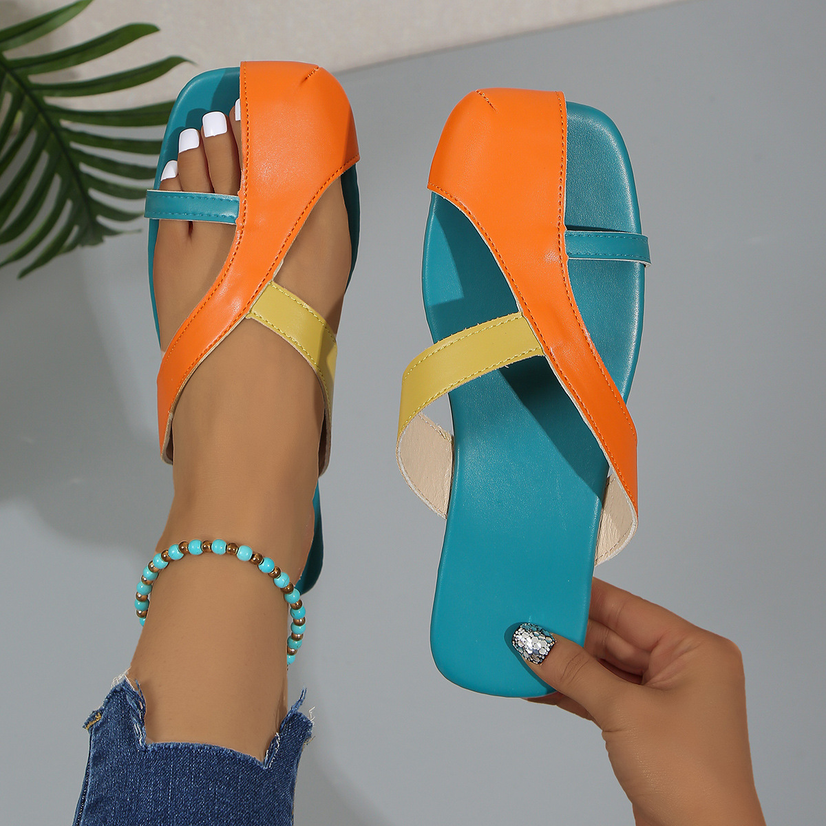 Color Block Strappy Sandals