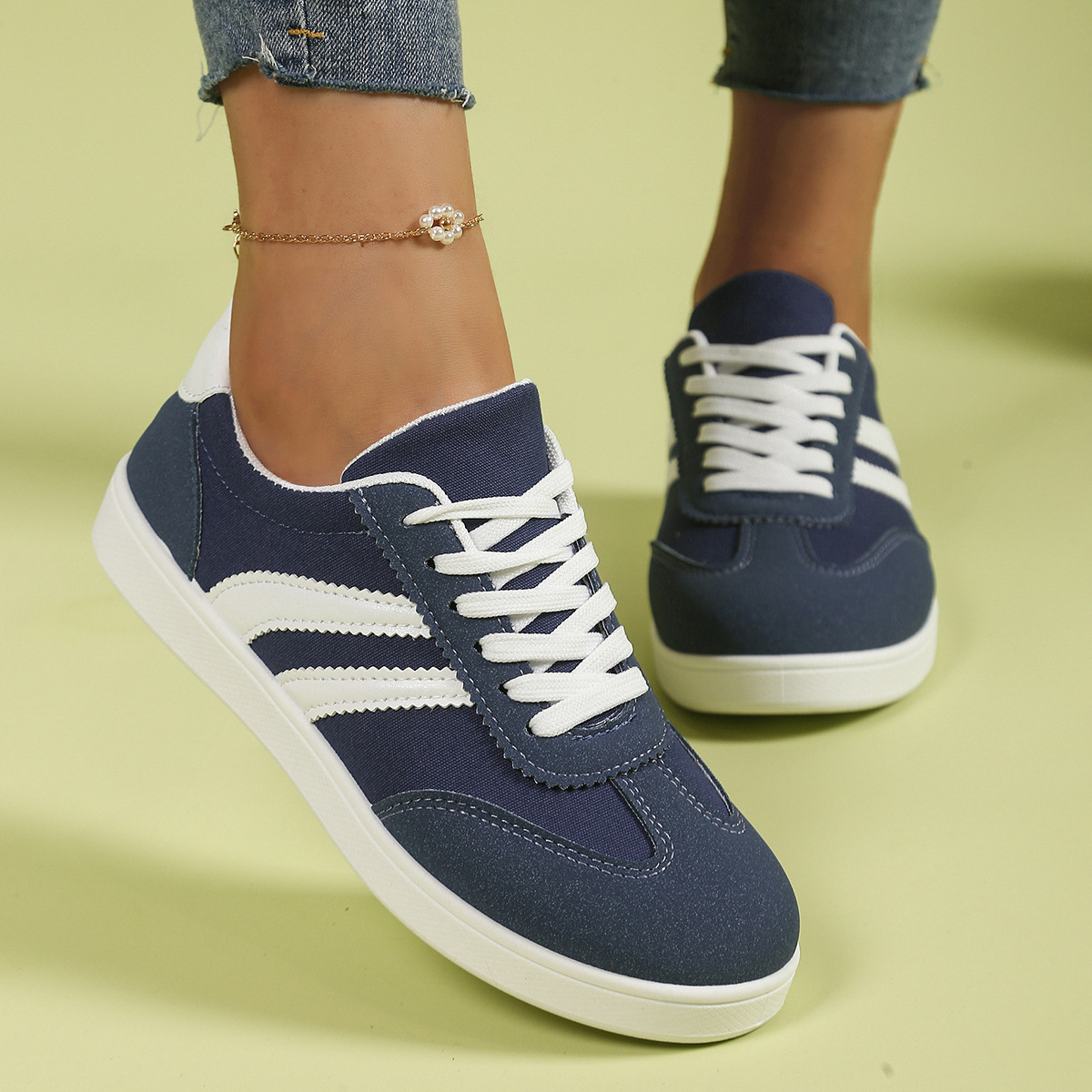 Casual Striped Flats Sneakers