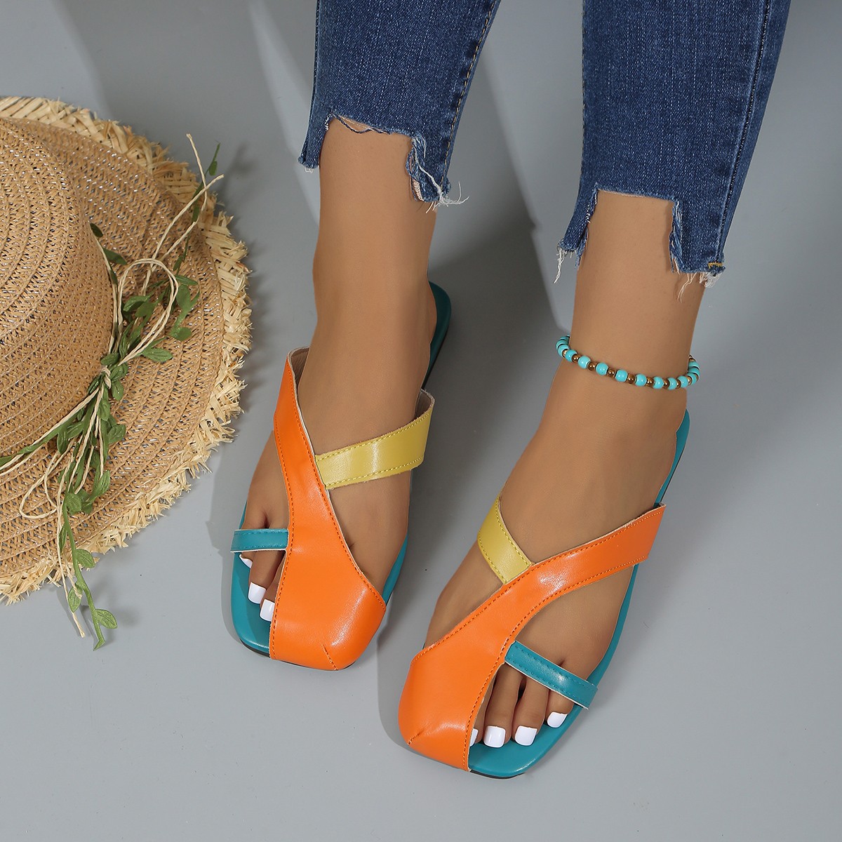 Color Block Strappy Sandals