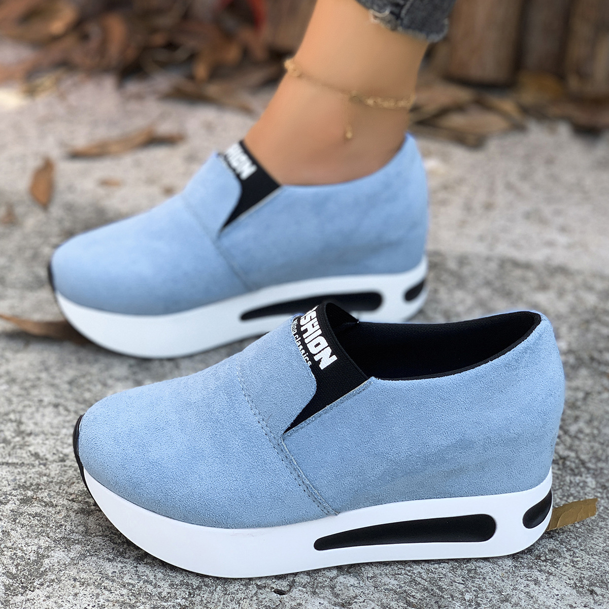 Round Toe Platform Slip-Ons