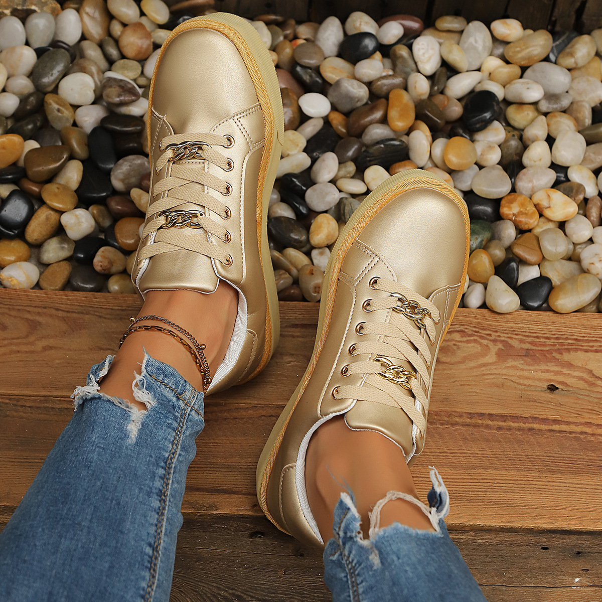 Round Toe Platform Sneakers