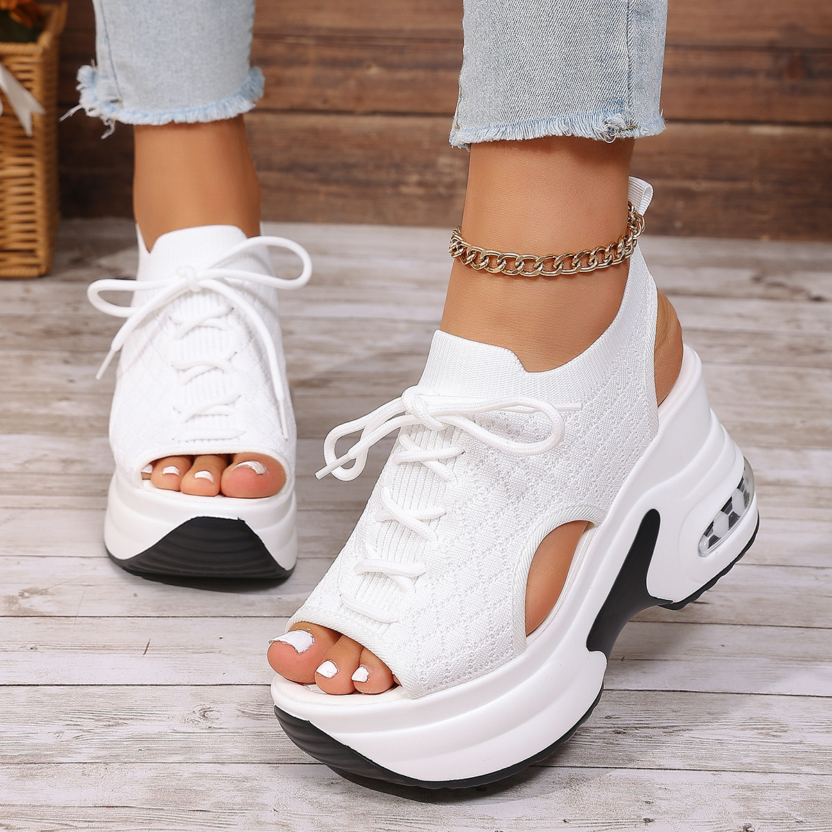 Peep Toe Wedge Sandals