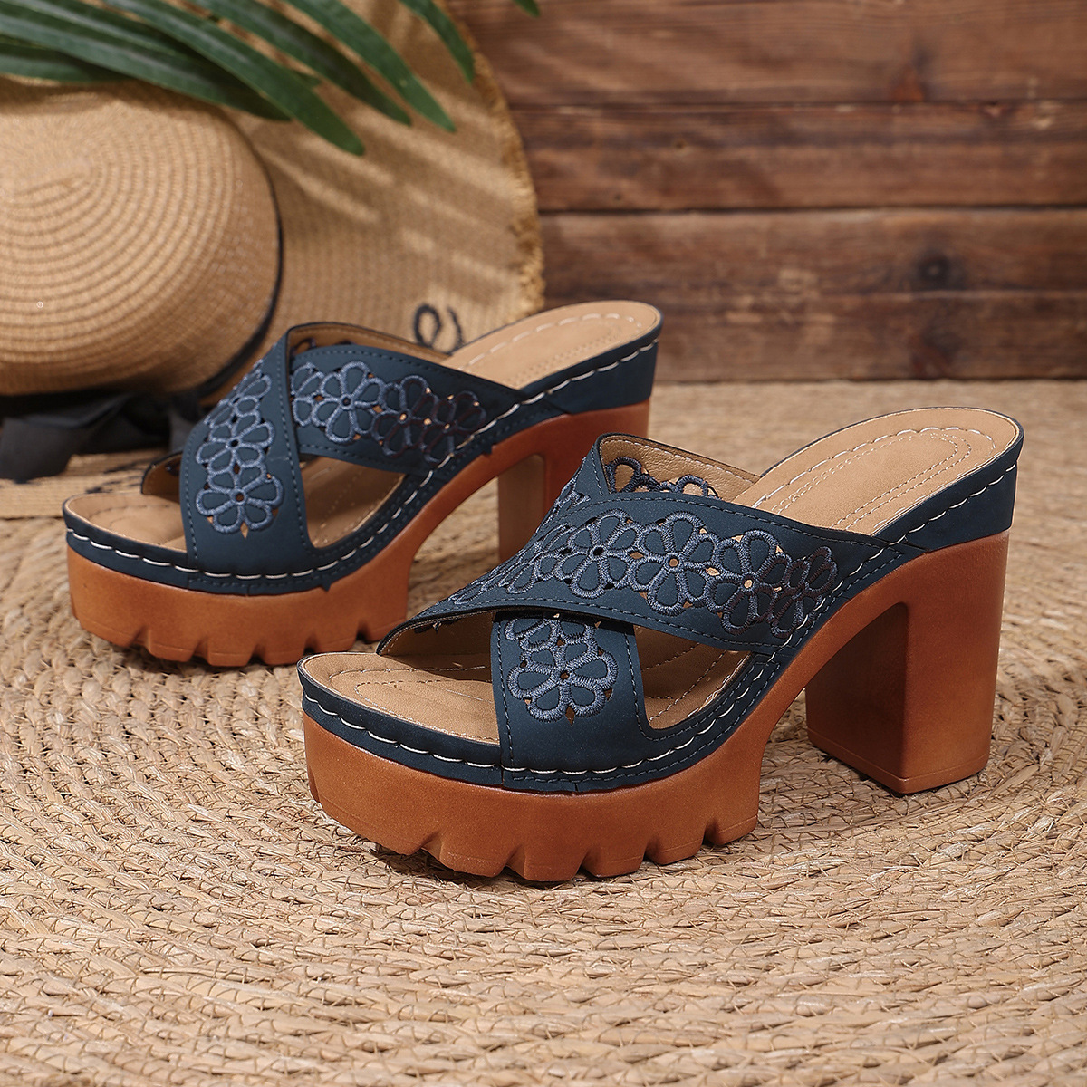 Open Toe Block Heels Sandals