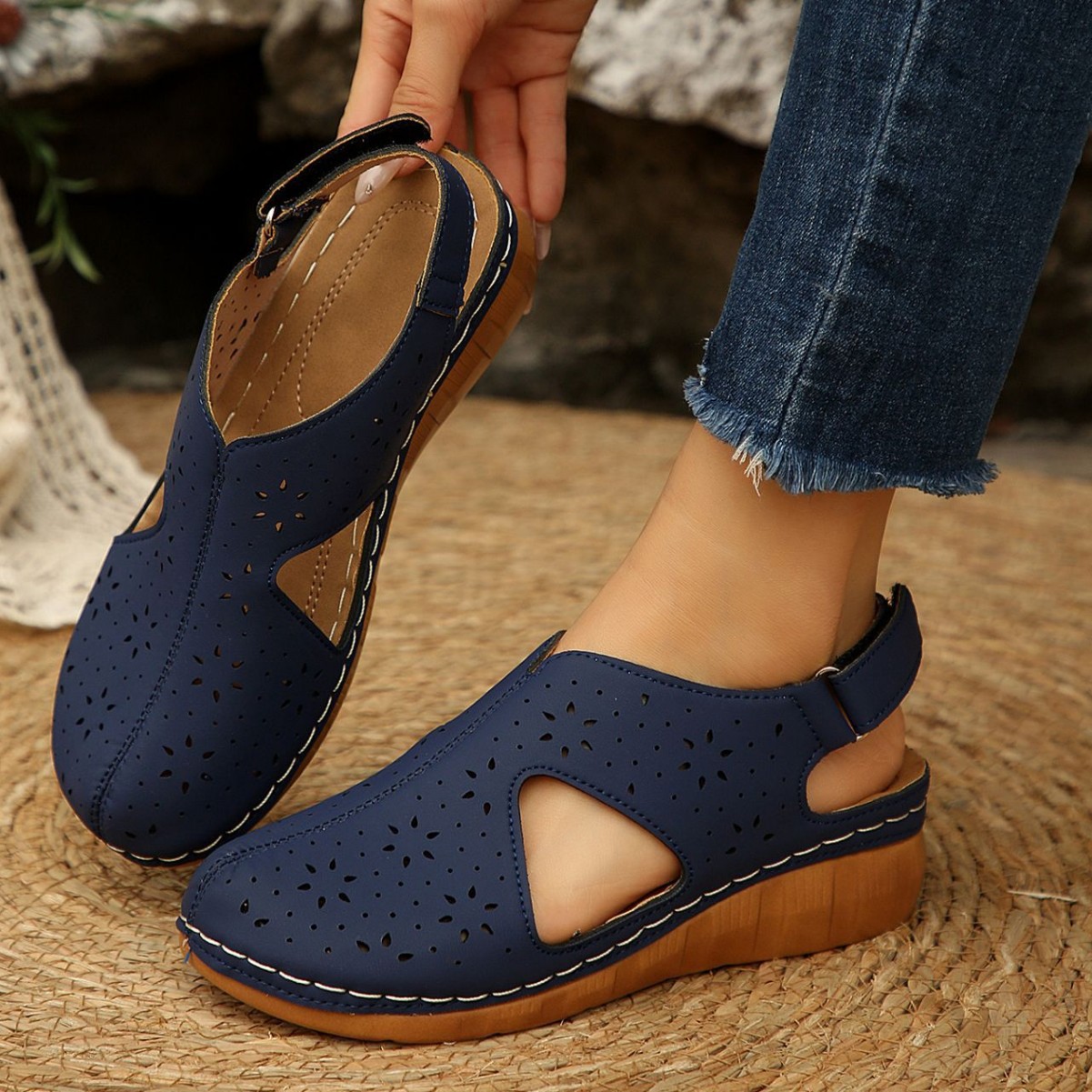 Round Toe Wedge Sandals