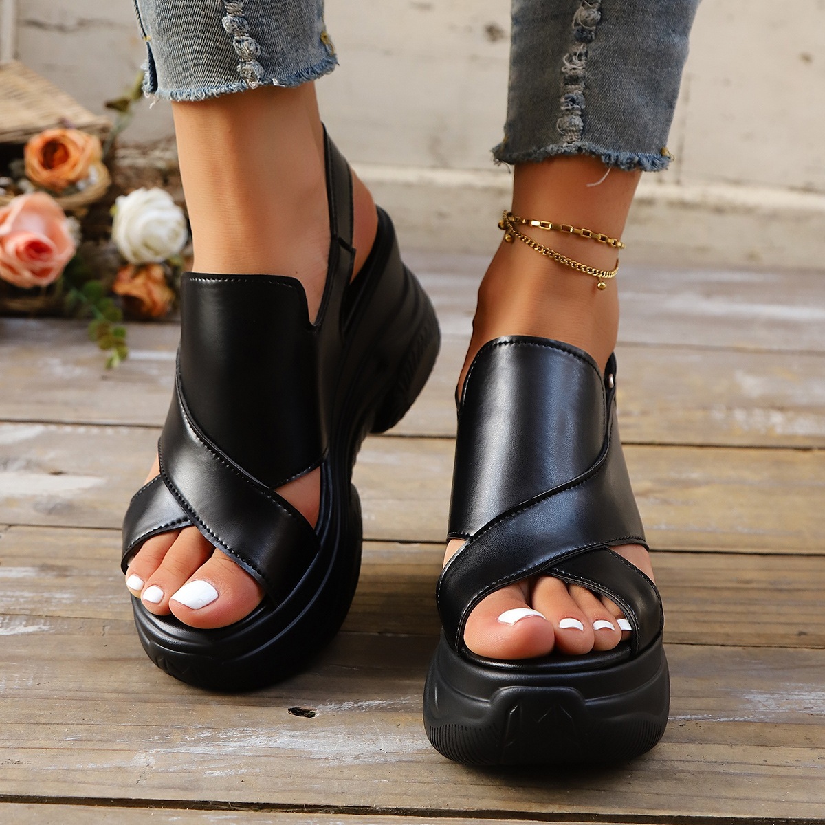 Open Toe Wedge Sandals