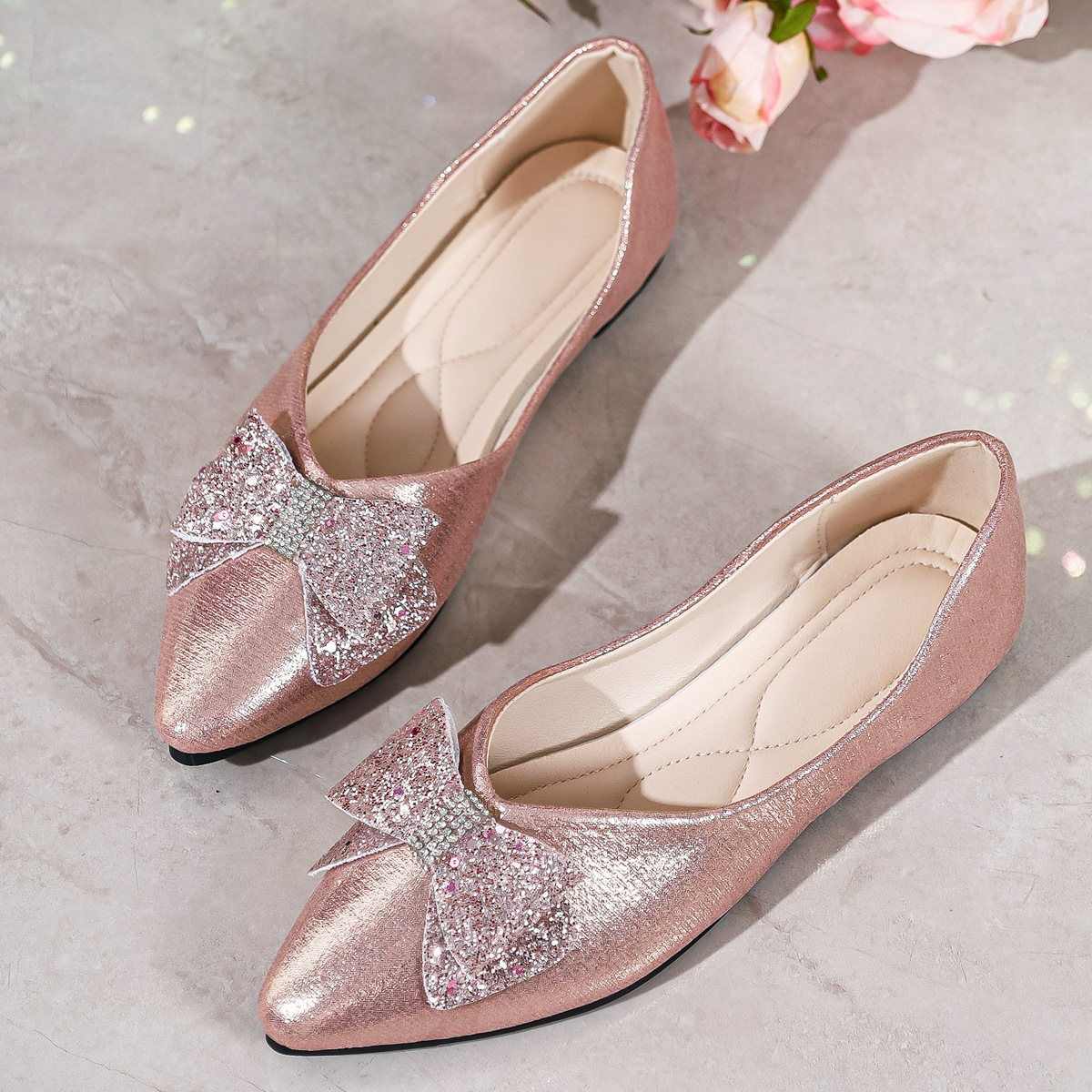 Bow Point Toe Slip-Ons