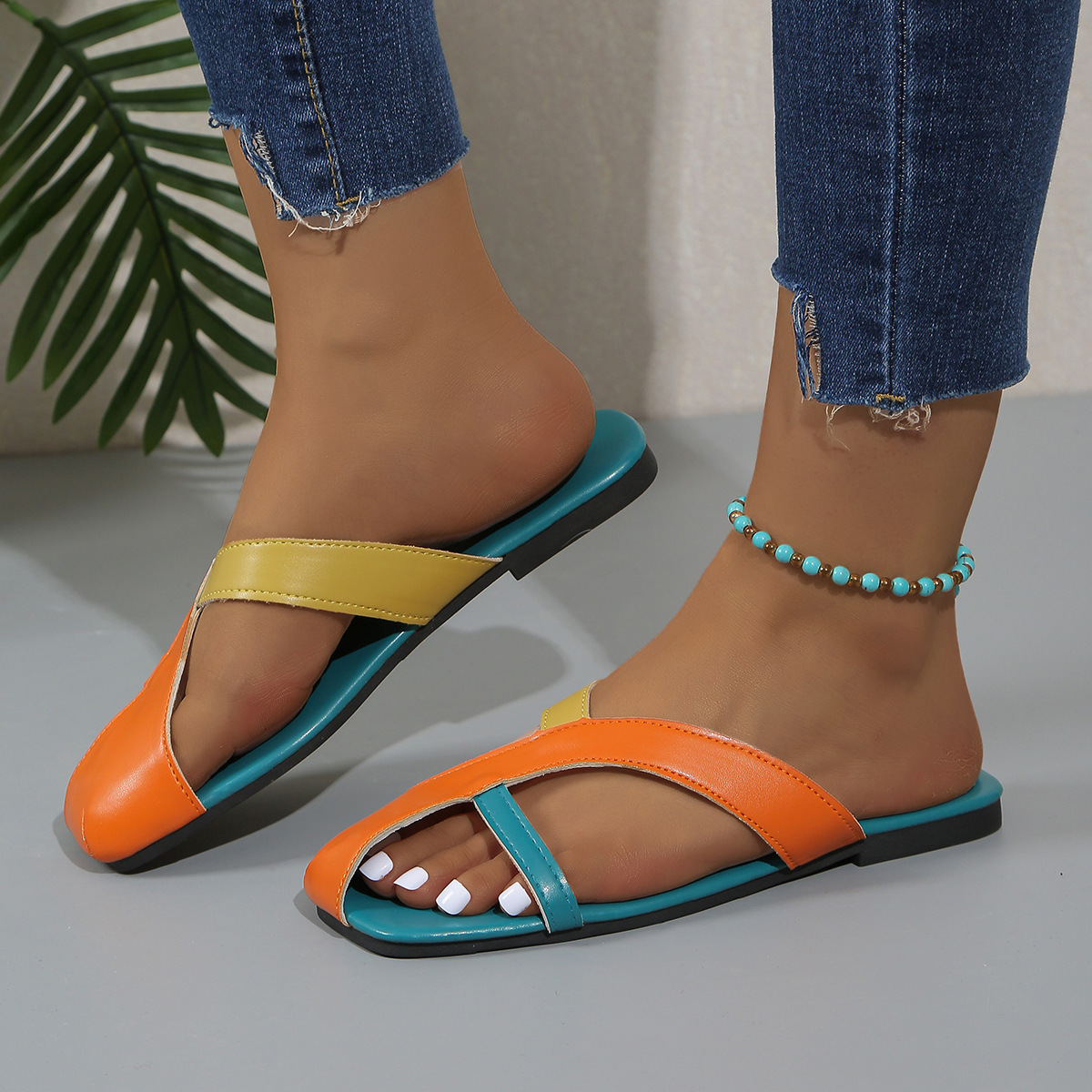 Color Block Strappy Sandals