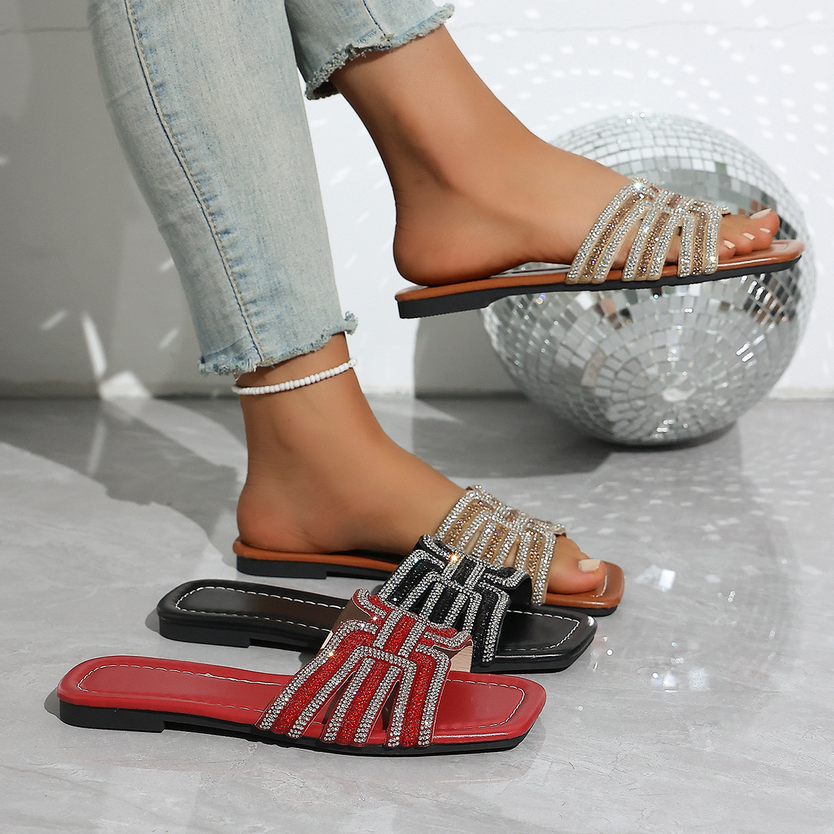 Rhinestone Open Toe Sandals