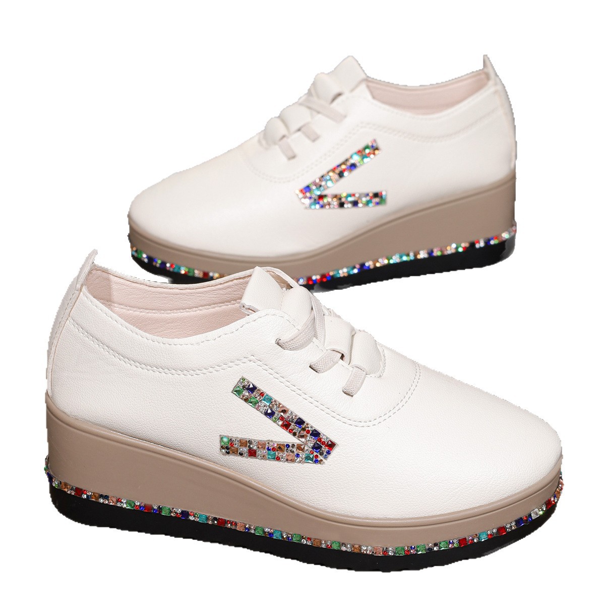 Rhinestone Decor Wedge Sneakers