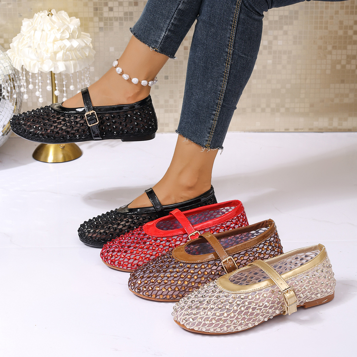 Sparkling Mesh Mary Jane Sneakers