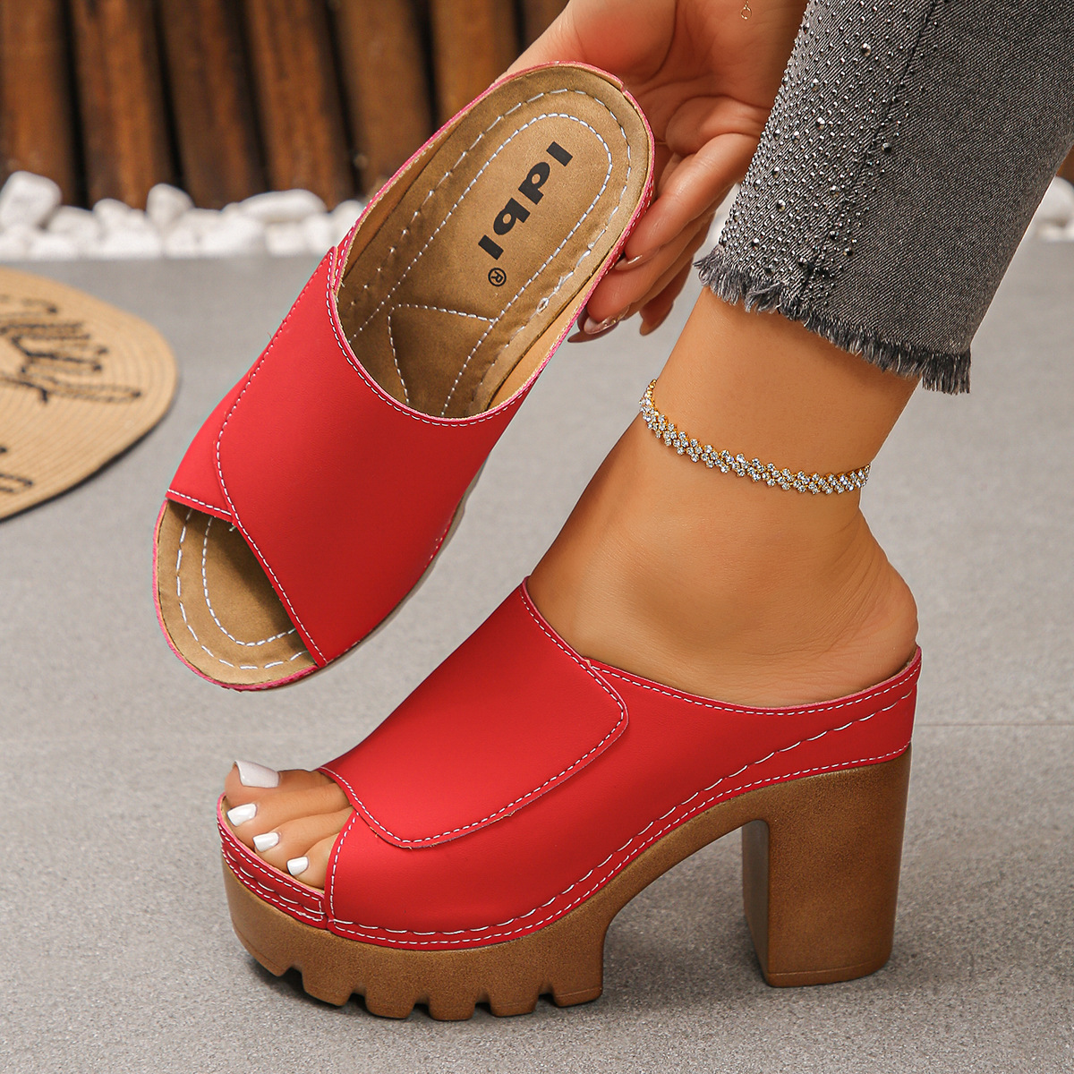 Open Toe Block Heels Sandals