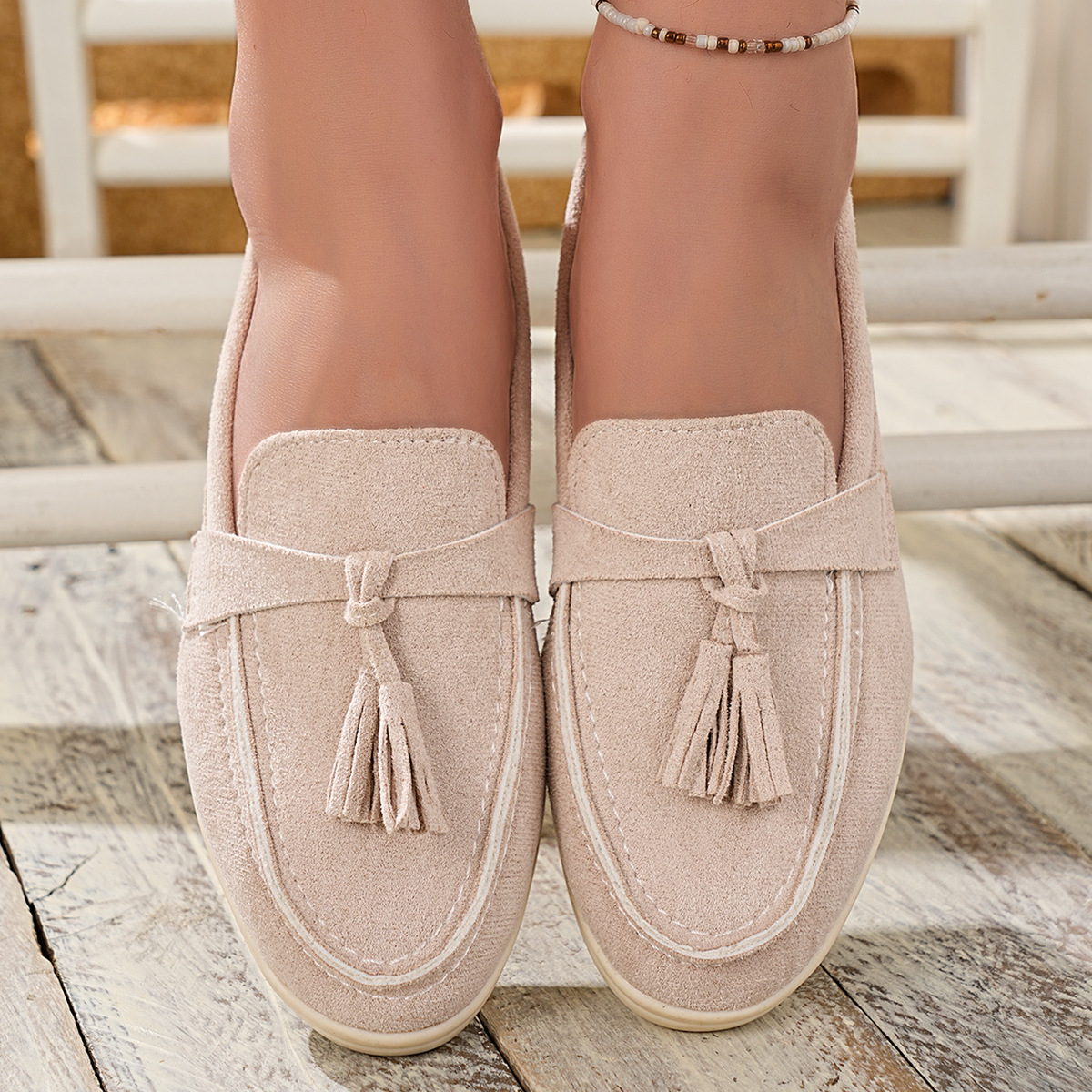 Tassel Round Toe Slip-Ons