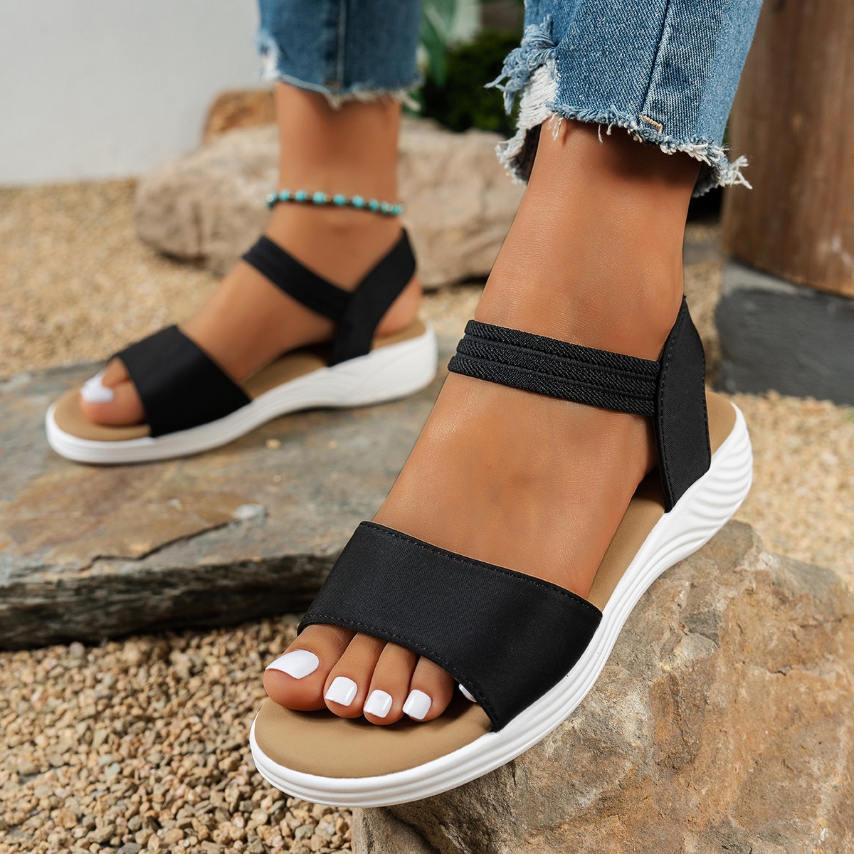 Open Toe Flats Sandals